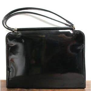 ELEGANT TRUE VINTAGE THEODOR BLACK VINYL EVENING HANDBAG PURSE POCKETBOOK BAG